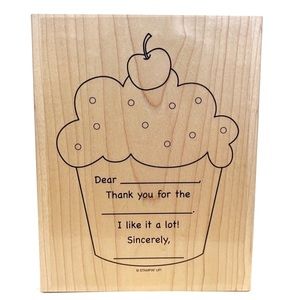 Stampin Up Extra Large Wooden Rubber Stamp Cupcake Thank You Card Message Jumbo